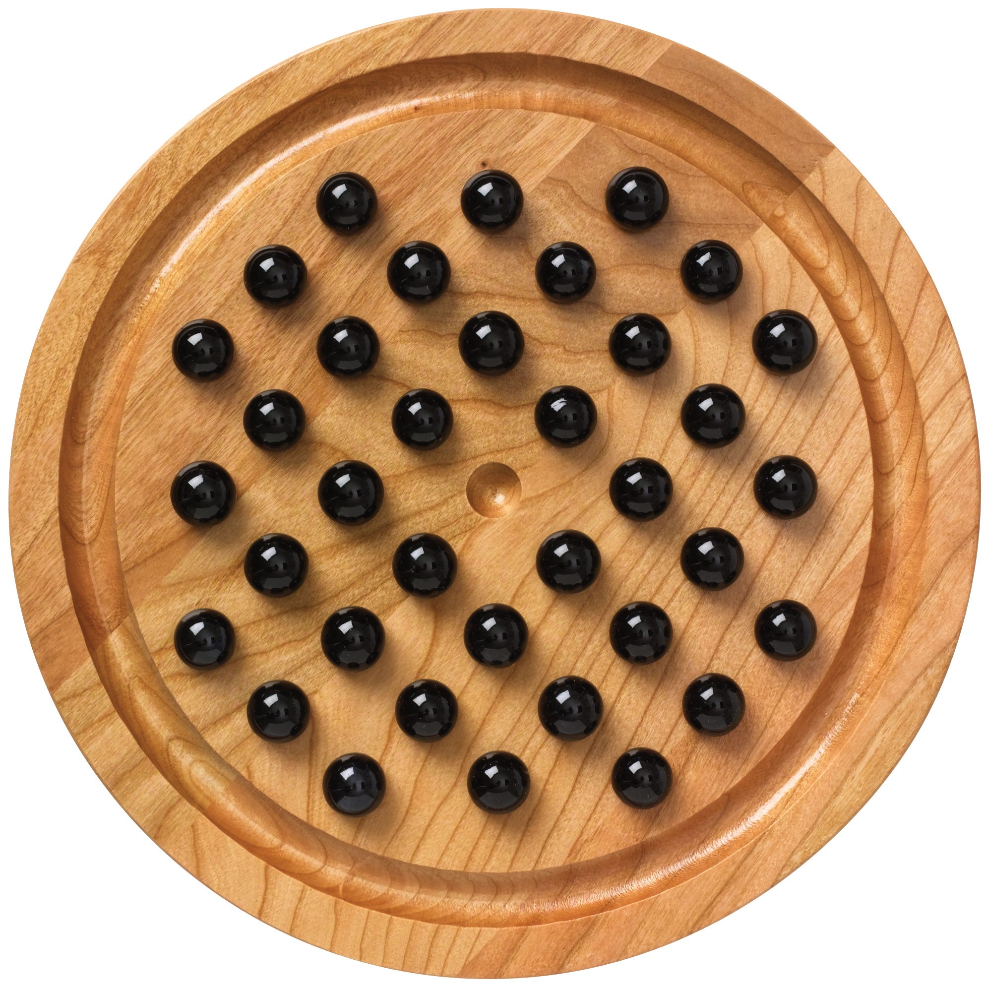 Wooden Solitaire Game Board - Add Your Own Marbles! - House of